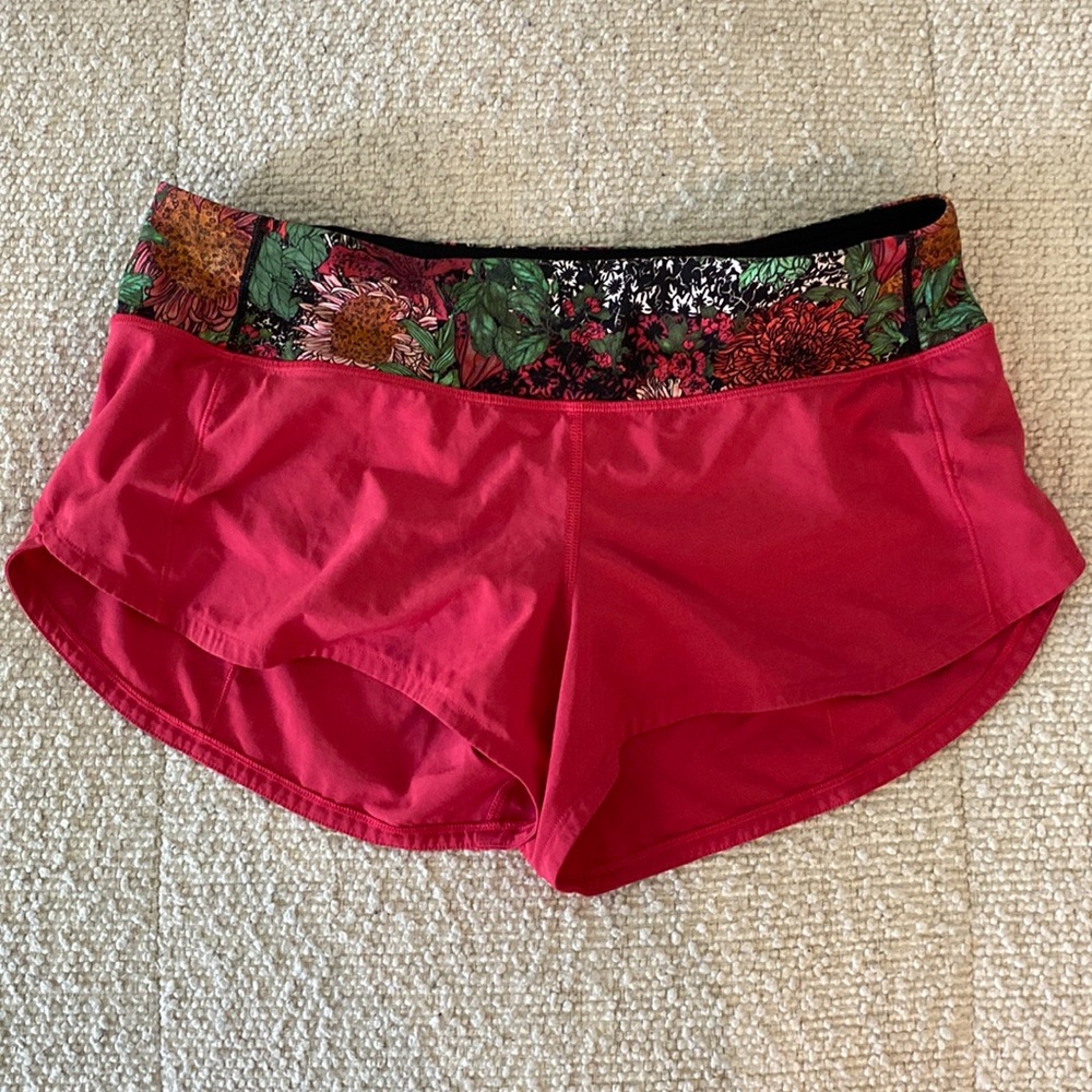 Lululemon Speed Up Shorts Fuchsia Pink / Zen Garden